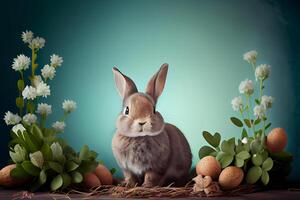 Ostern Hintergrund natürlich süß Hase. Illustration generativ ai foto