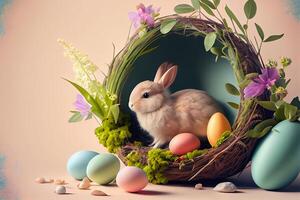 Ostern Hintergrund natürlich süß Hase. Illustration generativ ai foto