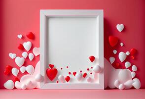 Rosa Valentinsgrüße Tag Gruß Karte Liebe Hintergrund. Illustration generativ ai foto