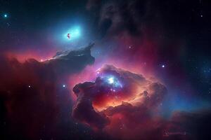 Raum Hintergrund mit Nebel und Sterne Umgebung Karte. Illustration generativ ai foto