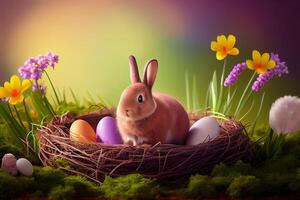 Ostern Hintergrund natürlich süß Hase. Illustration generativ ai foto