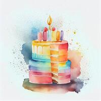 Aquarell Kopieren Raum realistisch kindisch bunt Geburtstag. Illustration generativ ai foto