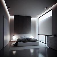 Schlafzimmer modern Innere Design. generativ ai foto