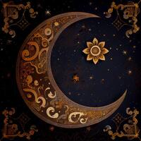 Arabisch Mond auf Nacht sternenklar Himmel Hintergrund generativ ai foto