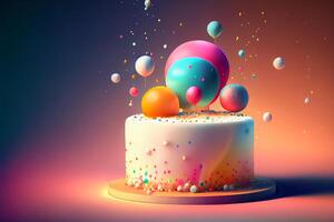 Geburtstag Kuchen mit Kerzen. Illustration generativ ai foto