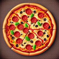 Peperoni Italienisch Pizza. generativ ai foto
