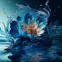 schön Blau Blume im das Wasser. generativ ai foto