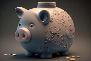 ai generiert 3d süß Schweinchen Bank und Münze. Speichern Geld Konzept. foto