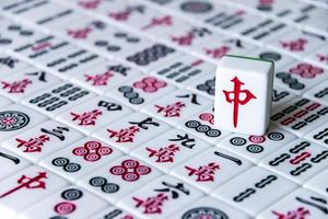 Harbin, China - - dez 30, 2018-Mahjong ist das uralt asiatisch Tafel Spiel. foto