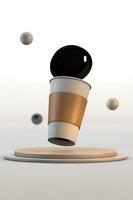 Kaffee Tasse zum Mitnehmen schwebend ein heiß trinken Konzept foto