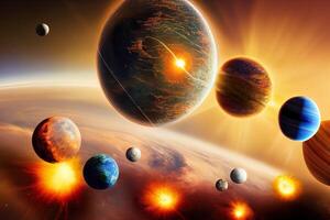 Illustration abstrakt Darstellung Solar- System mit Planeten foto