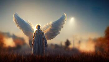 Illustration von ein Wächter Engel auf Erde foto