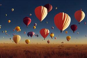 Illustration von heiß Luft Luftballons im das Himmel foto