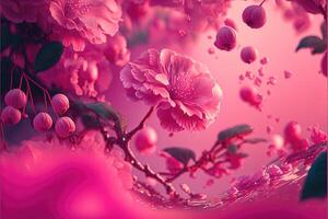abstrakt hell verschwommen Hintergrund mit Sakura Blumen, generativ ai. foto
