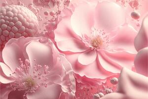 zart romantisch Pastell- Rosa Hintergrund mit schön Blumen. abstrakt Hochzeit Hintergrund. ai generativ foto