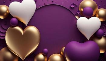 golden Kreis und Luftballons Valentinsgrüße Tag 3d lila Hintergrund foto