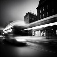 das Licht Wanderwege auf das modern Stadt Hintergrund. modern verschwommen Hintergrund. generativ ai. foto