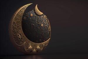 eid Mubarak Halbmond Mond Gruß Karte, Poster, Banner Design, Hintergrund Illustration, islamisch Ornament, generativ ai, generativ, ai, foto