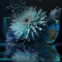 schön Blau Blume im das Wasser. generativ ai foto