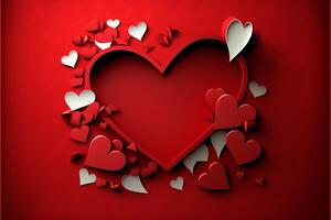 gemustert rot Herzen auf rot Hintergrund Valentinstag Tag. generativ ai foto