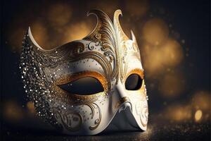 venezianisch Karneval Maske mit Gefieder, generativ ai. foto