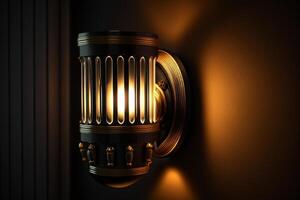 Mauer Leuchter Lampe mit warm Beleuchtung Illustration generativ ai foto