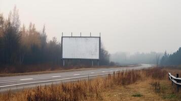 leeren Plakatwand entlang das Straße generativ ai foto