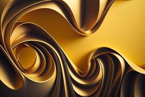 wirbelnd Spiral- Linien golden volumetrisch abstrakt Hintergrund generativ ai foto