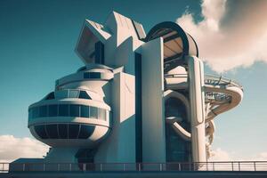 futuristisch geometrisch Gebäude generativ ai foto