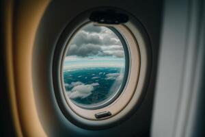 Aussicht von das Wolken von das Flugzeug Fenster generativ ai foto