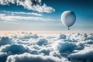 einsam heiß Luft Ballon im das klar Weiß Himmel und rein Wolke Kopieren Raum generativ ai foto