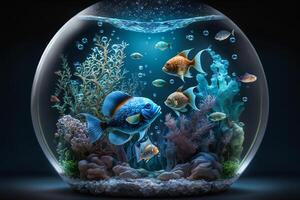 exotisch Fisch im ein Aquarium Illustration generativ ai foto