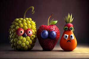 Party Obst Monster- freunde Illustration generativ ai foto