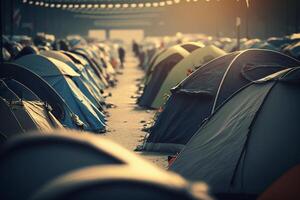 Flüchtling Lager Zelte Illustration generativ ai foto