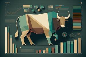 Stier Über Diagramme und Grafiken. ai generiert foto