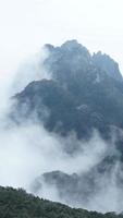 die wunderschönen berglandschaften mit dem grünen wald und der ausgebrochenen felsenklippe als hintergrund in der landschaft des chinas foto