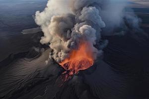 Vulkan Eruption im Island Antenne Aussicht foto