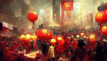 Chinesisch Neu Jahr. ai machen foto