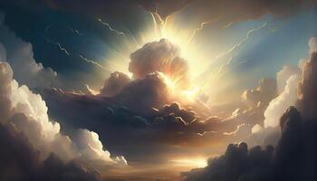 Götter immens Ruhm im das Himmel und göttlich Licht. ai generiert. foto