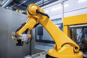 industriell Maschine Roboter, Clever modern Fabrik Automatisierung mit fortgeschritten Maschinen, industriell 4.0 Herstellung Prozess foto