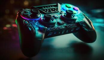 Cyberpunk Spielen Regler Joystick, Gamepad Illustration foto