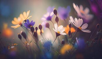 Foto bunt Frühling Blumen Hintergrund, verschwommen Bokeh bewirken