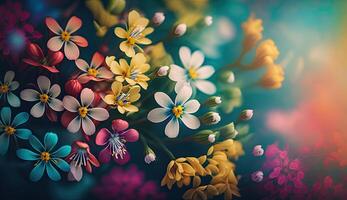 Foto bunt Frühling Blumen Hintergrund, verschwommen Bokeh bewirken