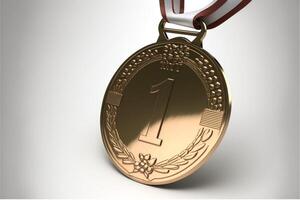 golden Medaille Illustration mit Weiß Hintergrund. ai foto