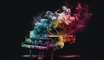Klavier Foto gemacht von bunt Staub Wolken