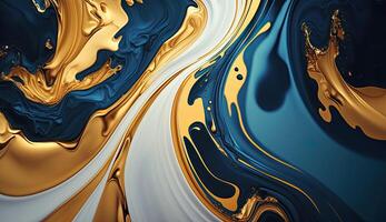 Gold und Marine Blau Marmor abstrakt Hintergrund, Aquarell Farbe Textur foto