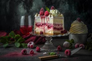 Zitrone Himbeere Schicht Kuchen foto