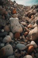 Kieselstein Steine auf das Strand - - Sanft Fokus mit Jahrgang Filter foto