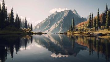 schön Landschaft mit Berg See und Betrachtung im Wasser foto