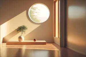 warm friedlich Zen Zimmer - - generativ ai. foto
